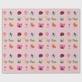 Insecten en bloemen cadeaupapier (Vlak)