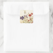 Insecten en bloemen door Utamaro Vierkante Sticker (Tas)