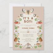 Insecten en paddenstoel Baby shower uitnodiging |  (Voorkant)