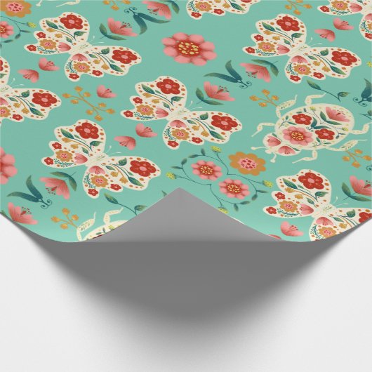 insecten en vlinder cadeaupapier (Hoek)