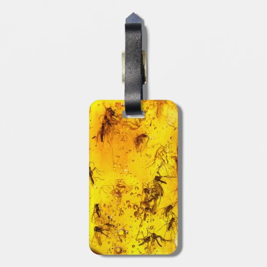 Insecten in ambergeel bagagelabel (Achterkant verticaal)
