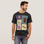 Insecten Oude Postzegels T-shirt (Voorkant volledig)