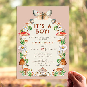 Insecten & Paddenstoel Woodland Baby shower Kaart
