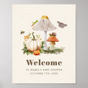Insecten Paddestoel Woodland pompoen Baby shower Poster