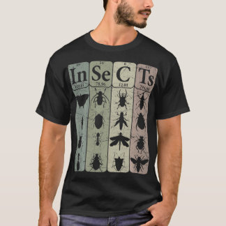 Insecten Periodieke Tafelelementen Entomoloog Retr T-shirt