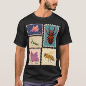 Insecten Vintage Postzegels T-shirt (Voorkant)