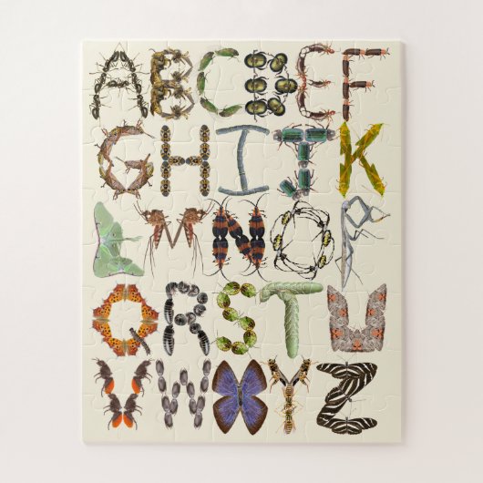 Insectenalfabet - alfabetbeestjes legpuzzel (Verticaal)