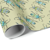 Insectenbeestje aqua groen blauw patroon wrap cadeaupapier (Rol Hoek)