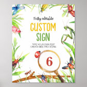 Insectenbeestjes Verjaardagsfeesttafelteken Poster (Voorkant)