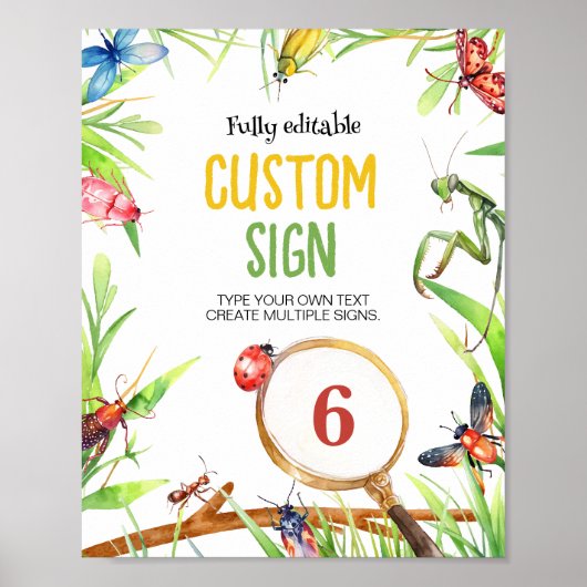 Insectenbeestjes Verjaardagsfeesttafelteken Poster (Voorkant)
