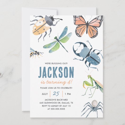 insectenjongen verjaardag kaart (Voorkant)