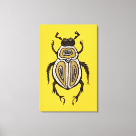 Insectenliefhebber Gele Decoratieve Kever Art Canvas Afdruk