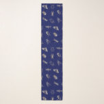 Insectenpatroon op donkerblauw sjaal<br><div class="desc">Bugs patroon sjaal</div>