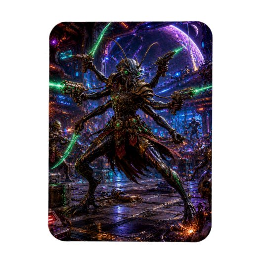 Insectoid Space Pirate — Six-Armed Combatant Magneet (Verticaal)