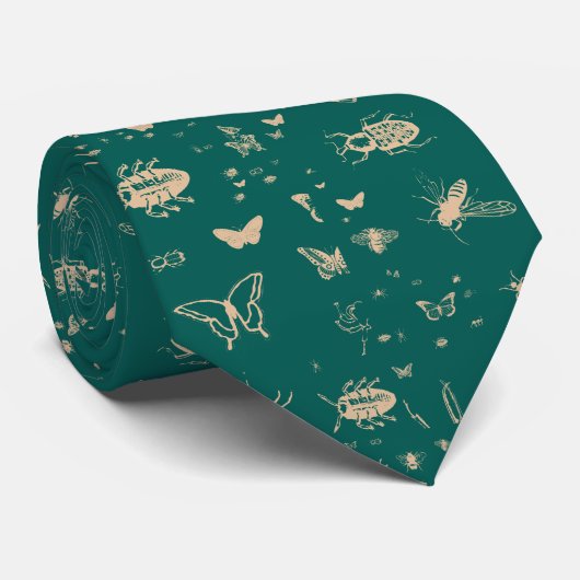 Insectpatroon, diep-opaalgroen stropdas (Opgerold)