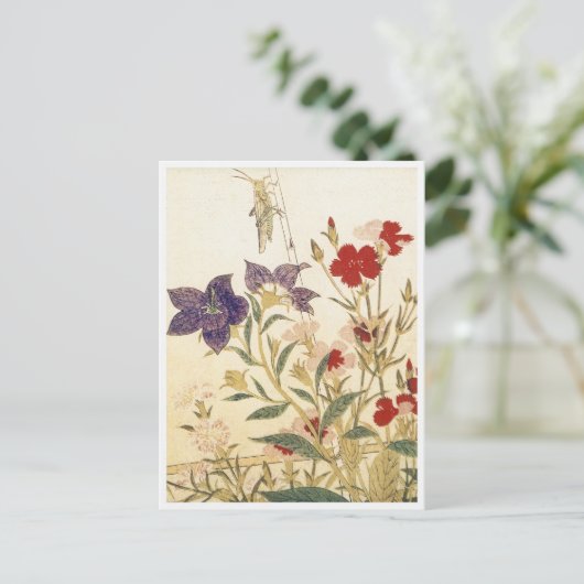 Insects and Flowers by Utamaro Briefkaart (Staand voorkant)