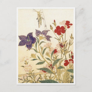 Insects and Flowers by Utamaro Briefkaart