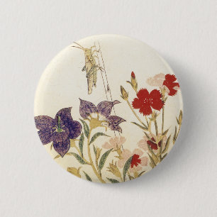 Insects and Flowers by Utamaro Ronde Button 5,7 Cm