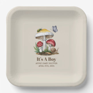 Insects Mushroom Woodland Natuur Baby shower Papieren Bordje