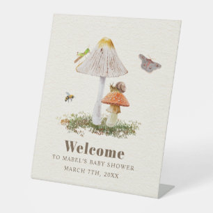 Insects Mushroom Woodland Natuur Baby shower Reclamebord Met Voetstuk