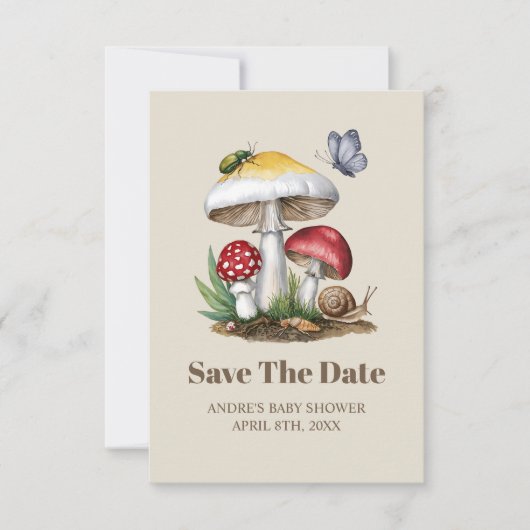 Insects Mushroom Woodland Natuur Baby shower Save The Date (Voorkant)