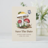 Insects Mushroom Woodland Natuur Baby shower Save The Date (Staand voorkant)