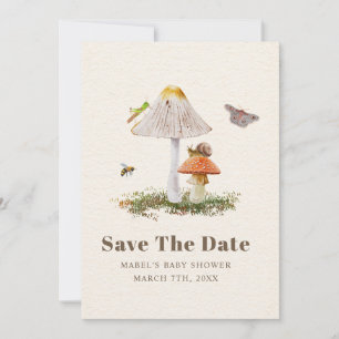 Insects Mushroom Woodland Natuur Baby shower Save The Date