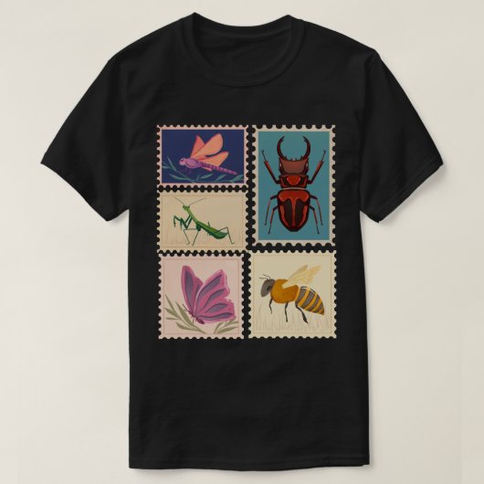 Insects Vintage Postage Stamps T-shirt (Design voorkant)