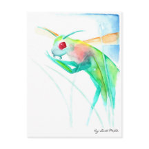 Insekt Gottesanbeterin in bunten Aquarellfarben