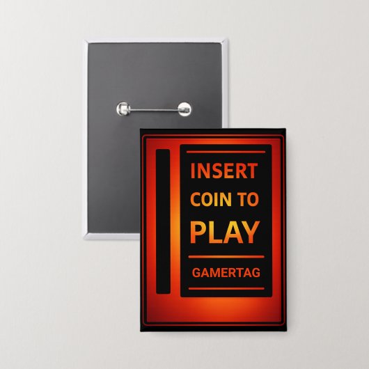 Insert Coin to Play Personalized Gamertag Button (Voorkant / Achterkant)