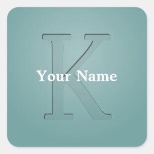 Inset Monogrammed Letter K Vierkante Sticker
