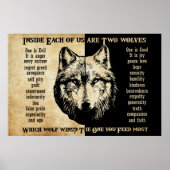 Inside Each Of Us Are Two Wolves Wolf Poster (Voorkant)