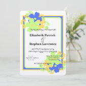 Inside Out Inspo geel blauw groen elegante bruilof Kaart (Staand voorkant)
