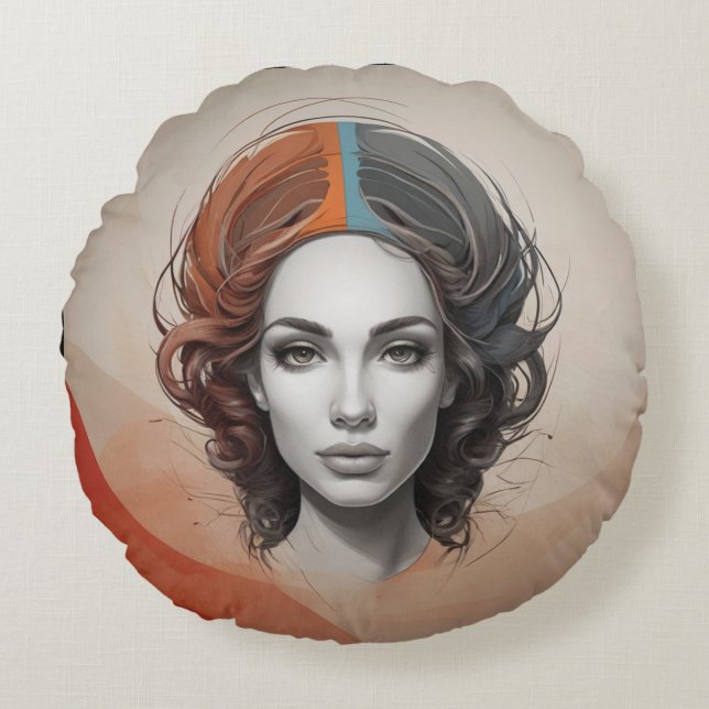 Inside Out Vivid Girl Rond Kussen (Voorkant)