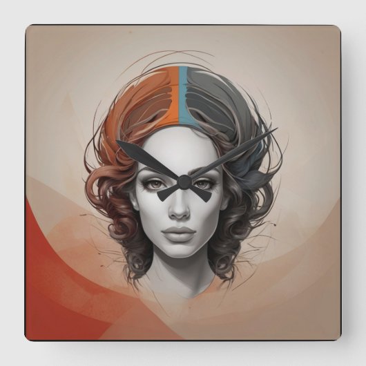 Inside Out Vivid Girl Vierkante Klok (Voorkant)