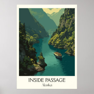 Inside Passage Alaska Fjord Boot Poster