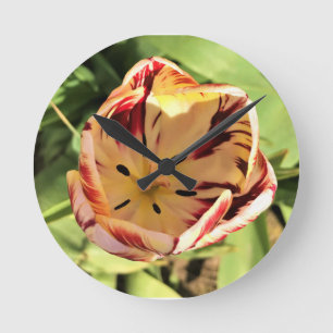 Inside Red & White Tulip Ronde Klok