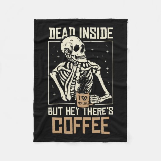 Inside Skeleton Drink Coffee Funny Halloween Sk Fleece Deken (Voorkant)