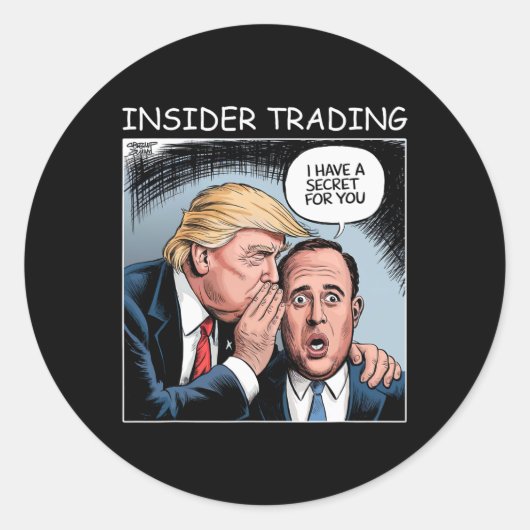 Insider Trading Trump - Funny  Ronde Sticker (Voorkant)
