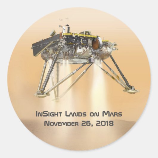 InSight Landing op Mars Ronde Sticker (Voorkant)