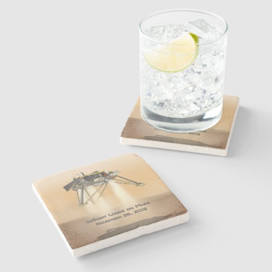 InSight Landing op Mars Stenen Onderzetter (Zijkant)