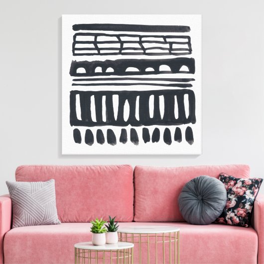 inslag I | Moderne zwarte Waterverf Canvas Afdruk (Insitu (Woonkamer))