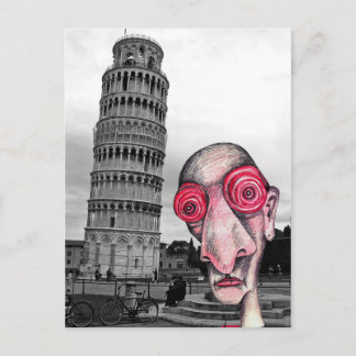 Insomniac bezoekt de "Leaning Tower of Pisa" Briefkaart