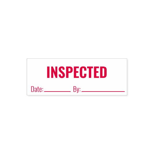 INSPECTED By and Date Line Business Text Template Zelfinktende Stempel (Design)