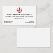 Inspectie van uitrusting van zeeschepen visitekaartje (Voorkant / Achterkant)