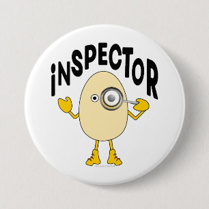 Inspector Egghead Tekst Ronde Button 7,6 Cm