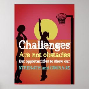 Inspiratiationele levensuitdagingen Netball Quote Poster