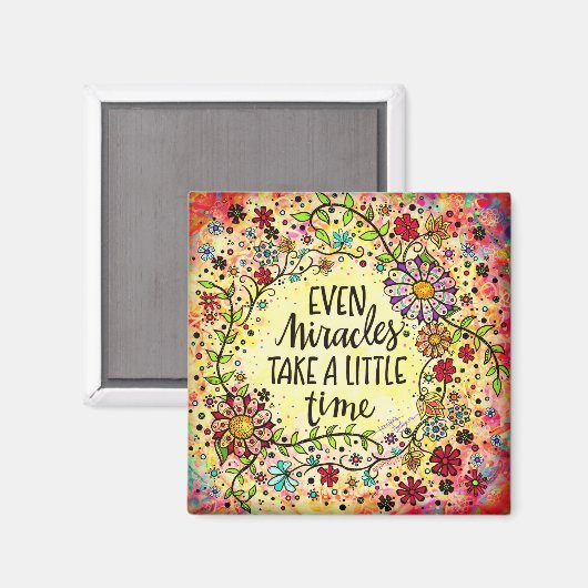 Inspiratie Bloemen  wonderen Quote Inspirerend Magneet (Voorkant / Achterkant)