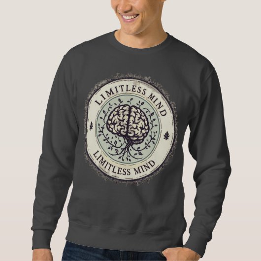Inspiratie & Empower: "Limitless Mind" Crewneck Zw Trui (Voorkant)