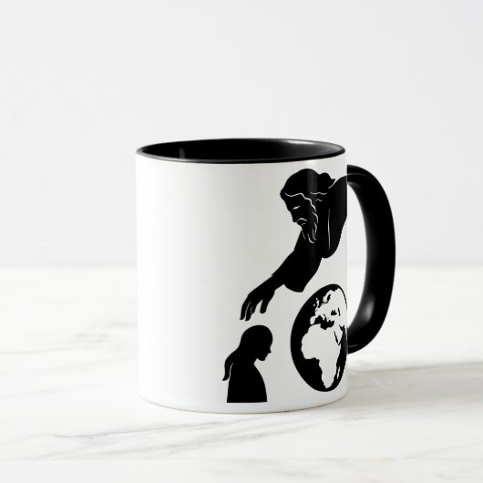 Inspiratie God Reaching to Earth Minimalist Mok (Voorkant rechts)